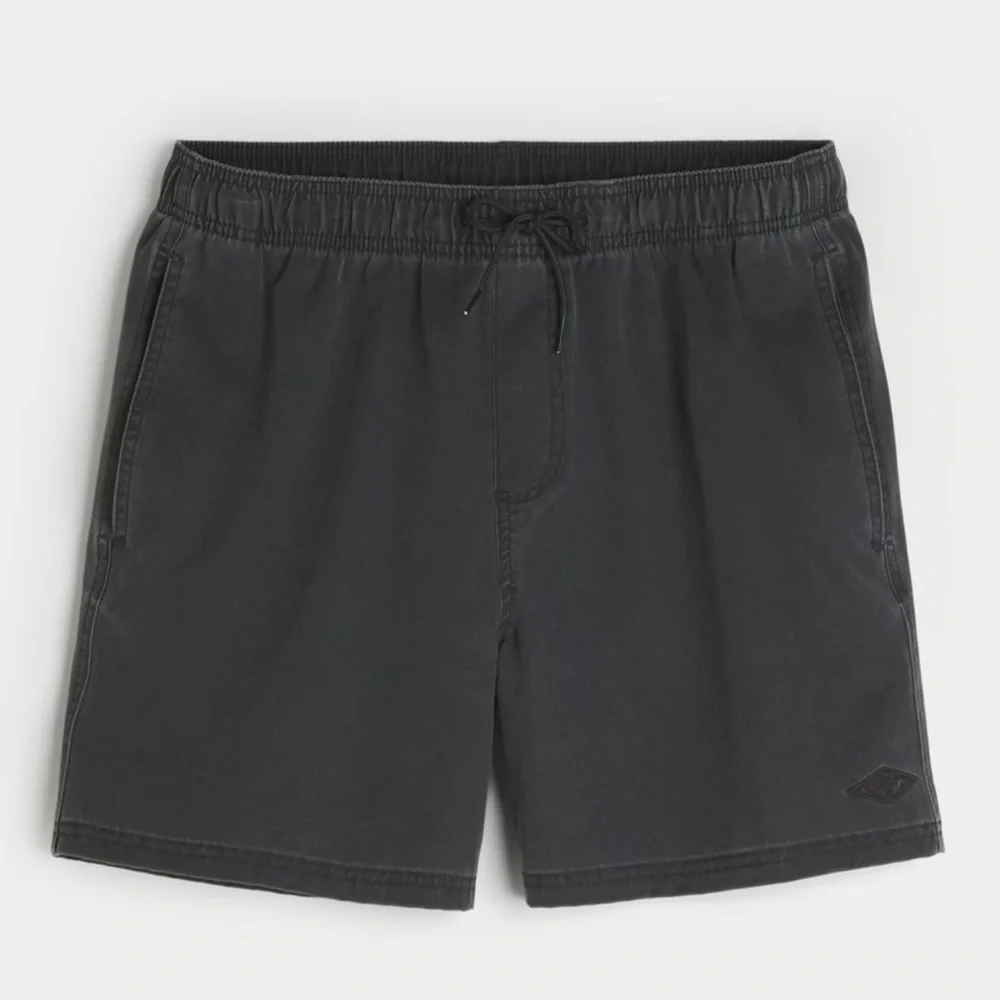 Hollister Mid-Thigh Volley Swim Trunks Mens Size Medium Faded Black Beach Swim